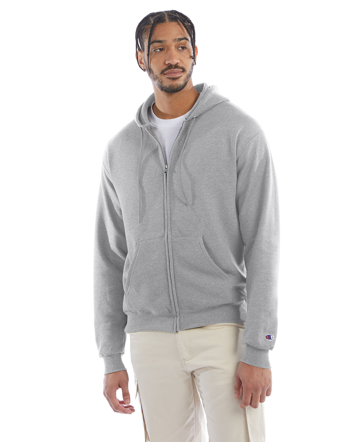 Champion Adult Powerblend® Full-Zip Hooded Sweatshirt LIGHT STEEL 