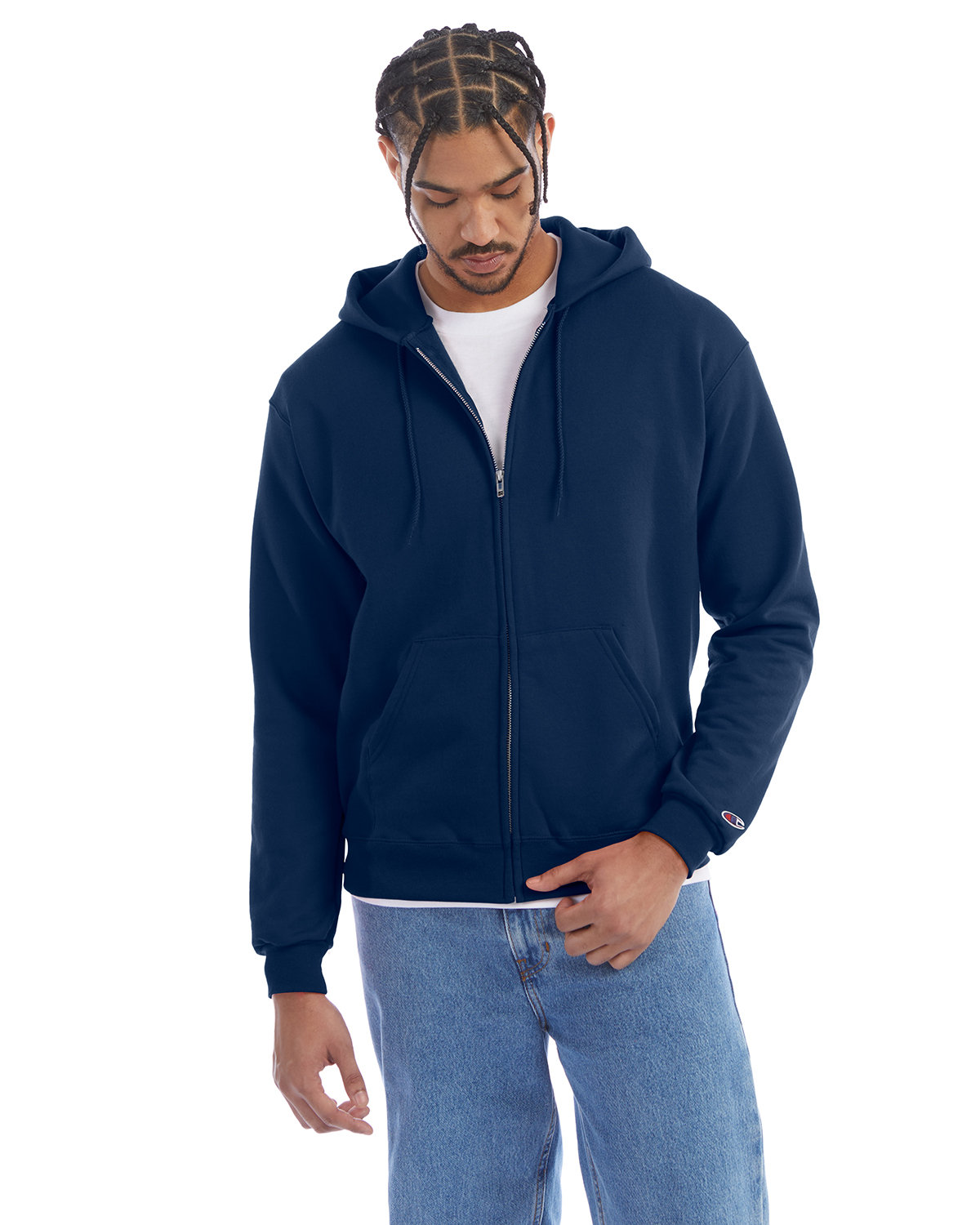 Champion Adult Powerblend® Full-Zip Hooded Sweatshirt LATE NIGHT BLUE 