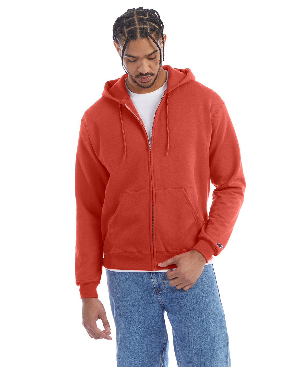 Champion Adult Powerblend® Full-Zip Hooded Sweatshirt RED RIVER CLAY 