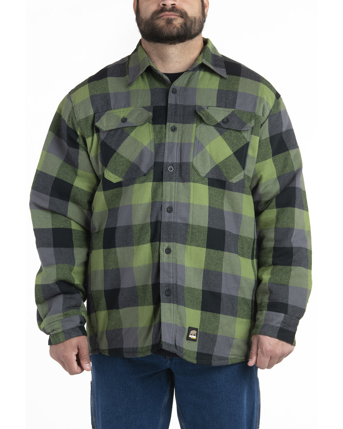 Berne Men's Timber Flannel Shirt Jacket PLAID GREEN 