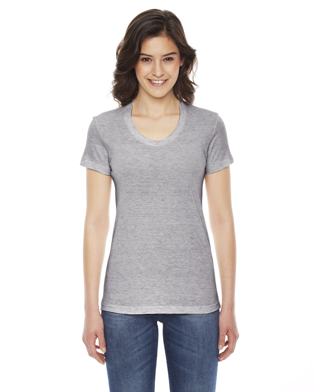 American Apparel Ladies' Triblend Short-Sleeve Track T-Shirt ATHLETIC GREY 