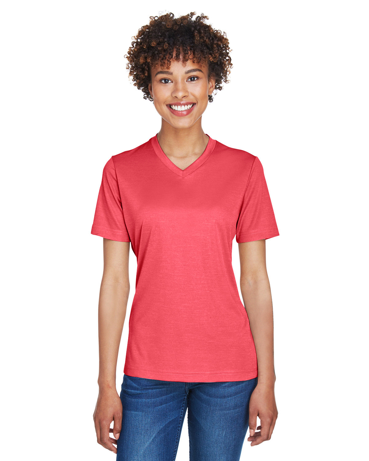 Team 365 Ladies' Sonic Heather Performance T-Shirt SP RED HEATHER 