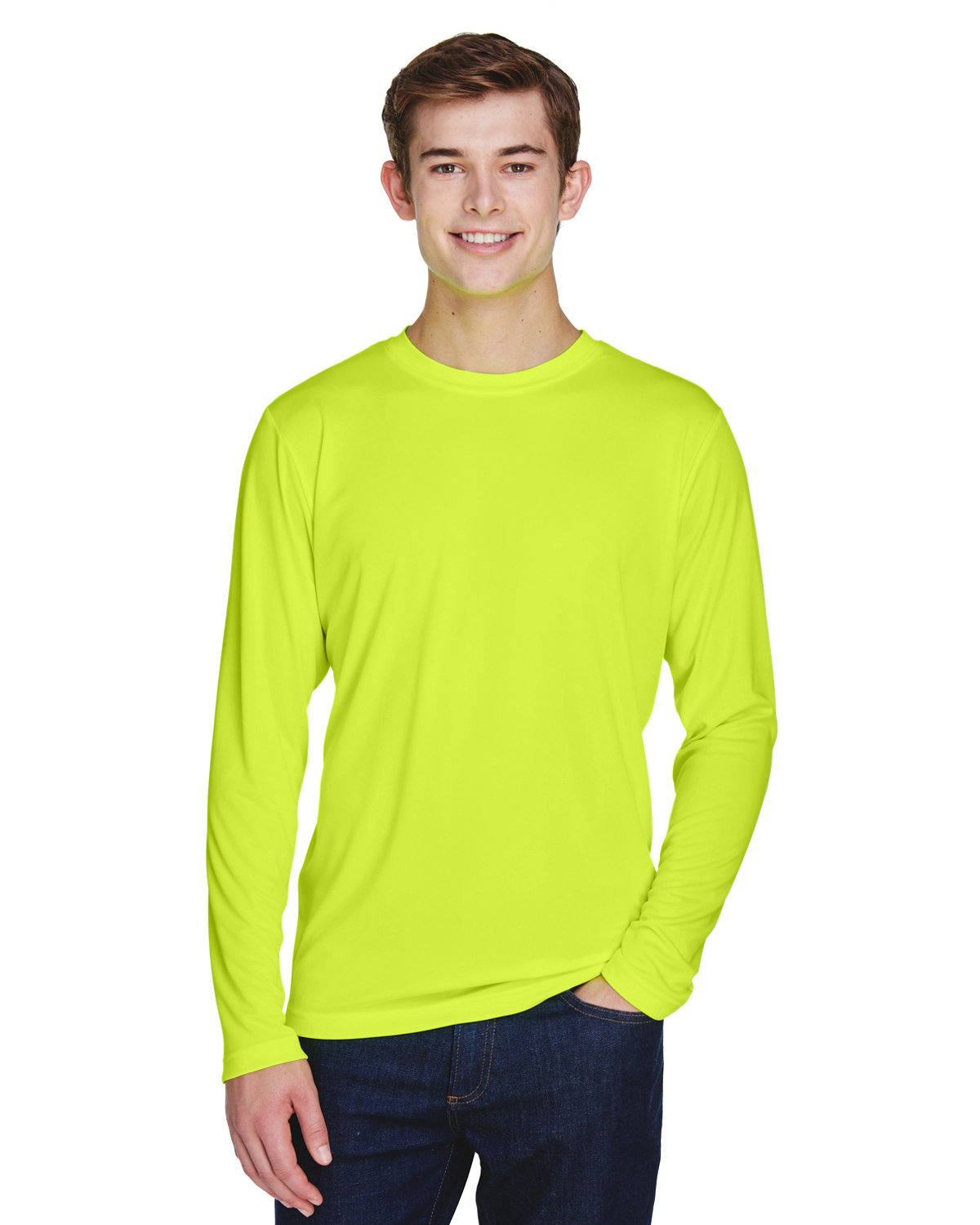 Team 365 Men's Zone Performance Long-Sleeve T-Shirt SAFETY YELLOW 