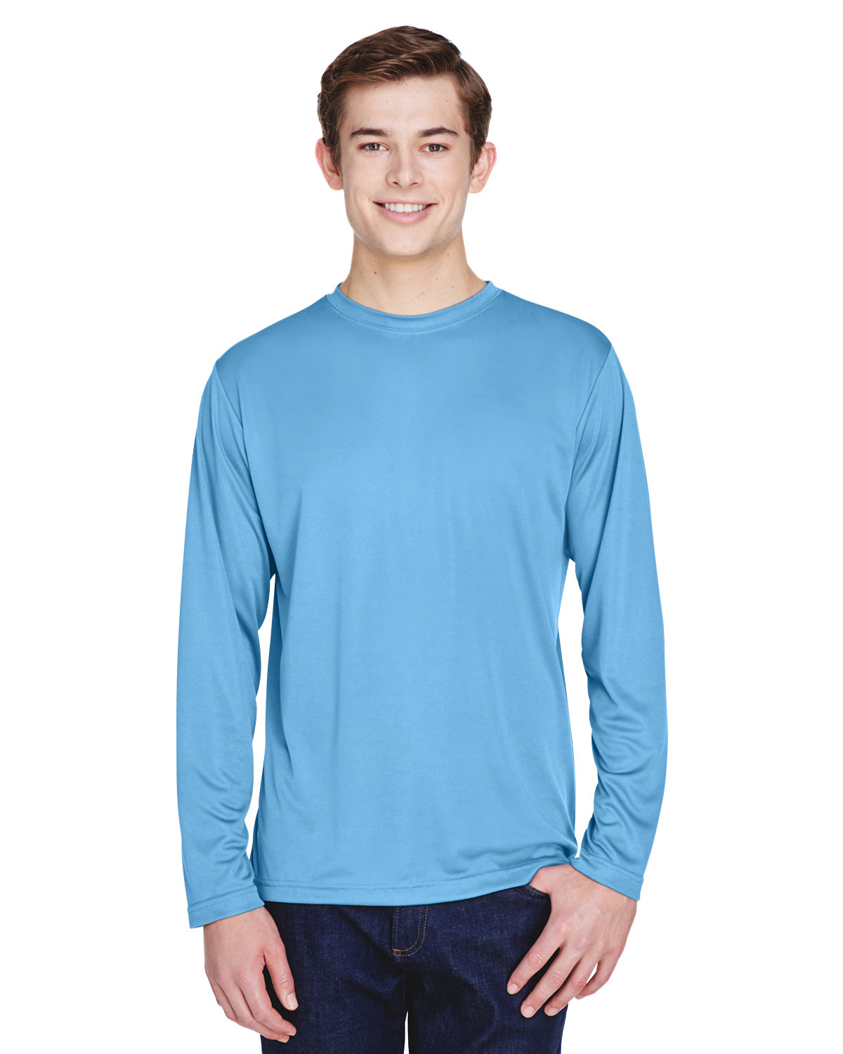 Team 365 Men's Zone Performance Long-Sleeve T-Shirt SPORT LIGHT BLUE 