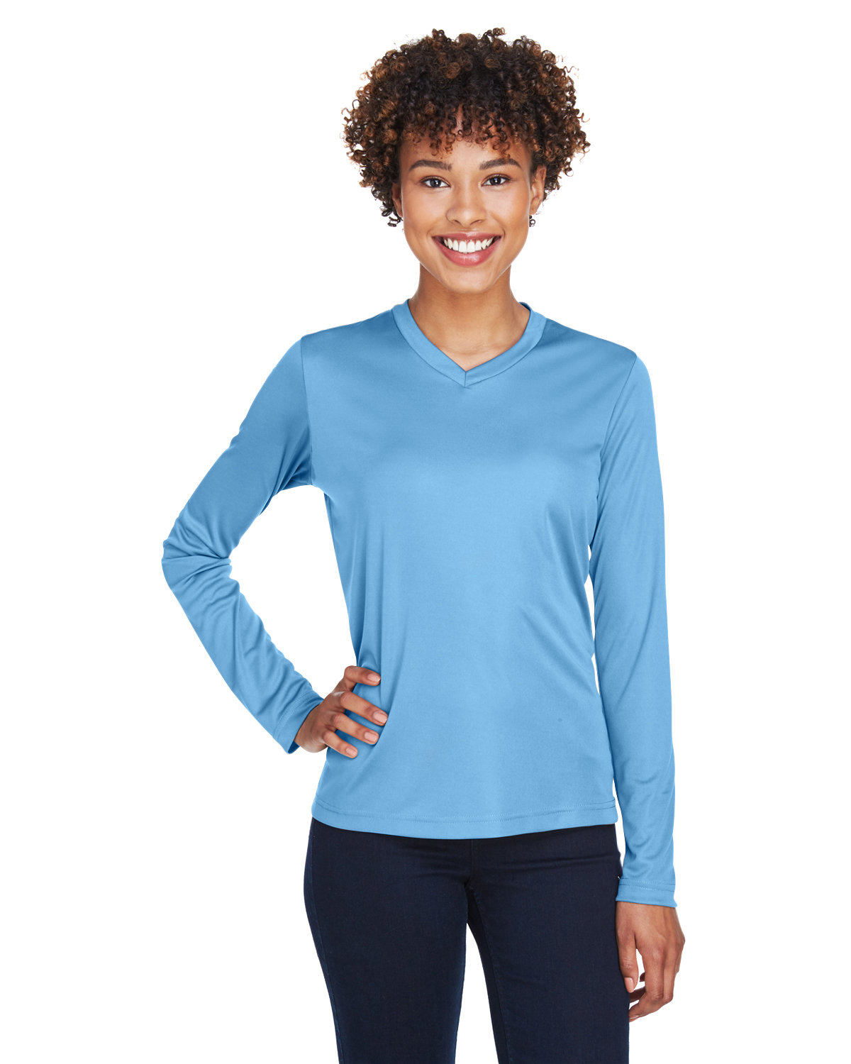 Team 365 Ladies' Zone Performance Long-Sleeve T-Shirt SPORT LIGHT BLUE 