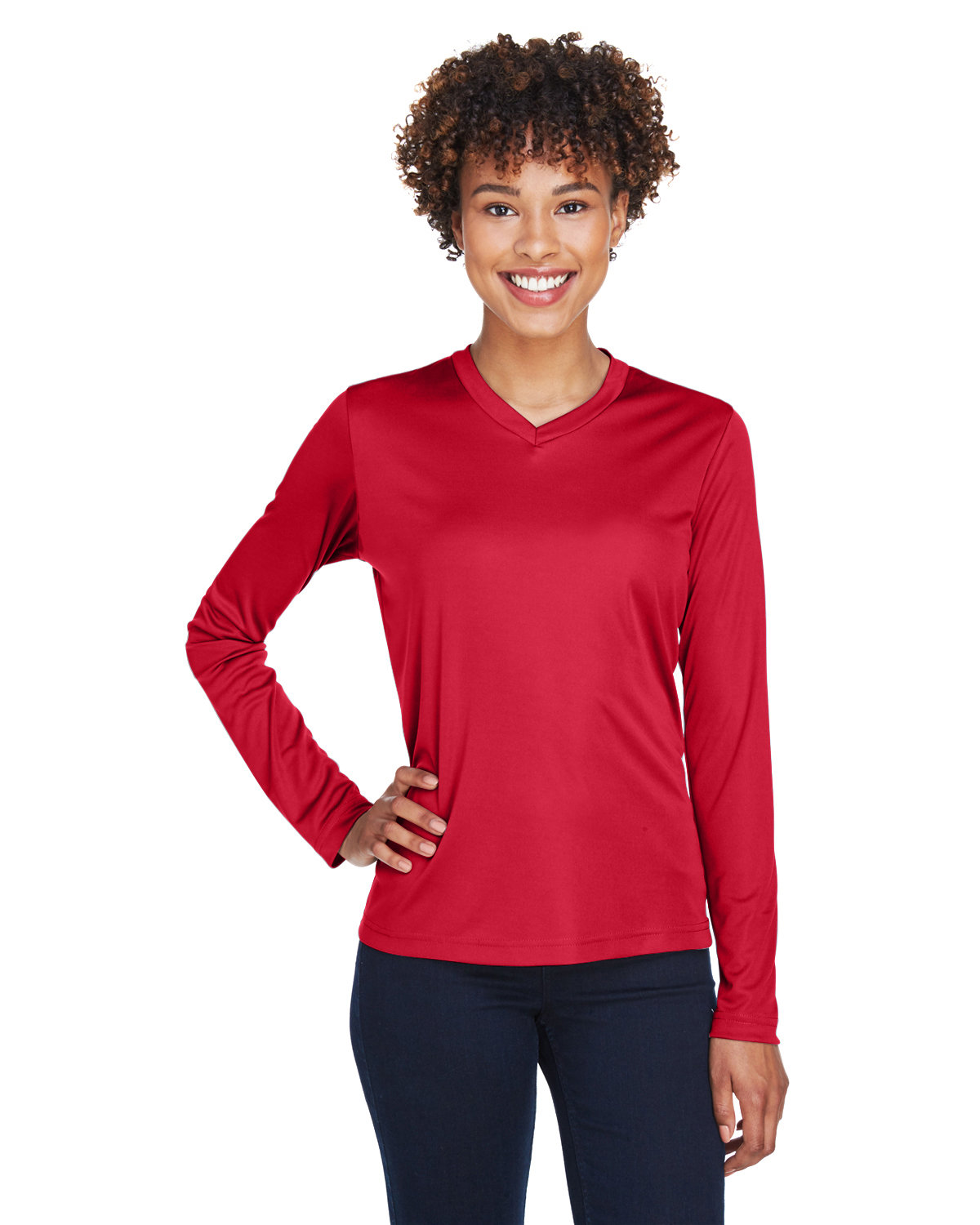 Team 365 Ladies' Zone Performance Long-Sleeve T-Shirt SPORT RED 