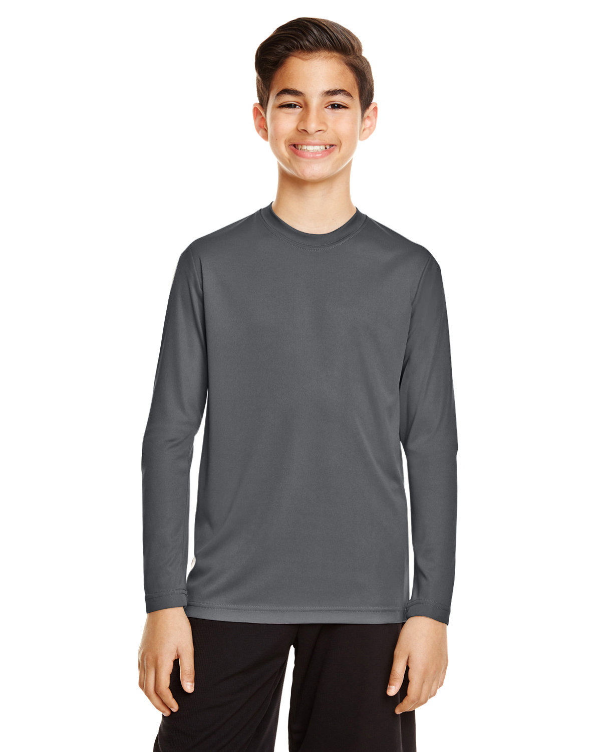 Team 365 Youth Zone Performance Long-Sleeve T-Shirt SPORT GRAPHITE 