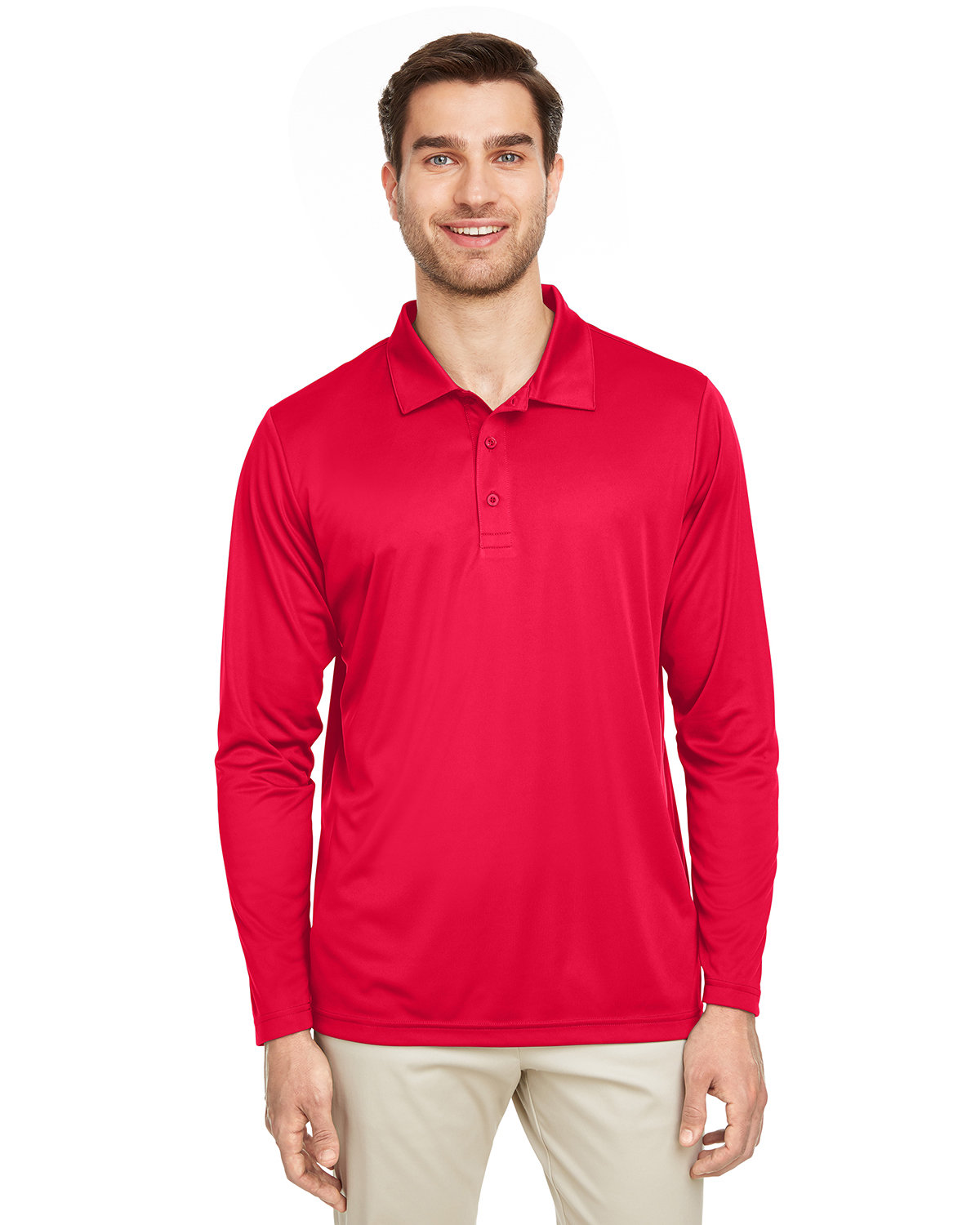Team 365 Men's Zone Performance Long Sleeve Polo SPORT RED 