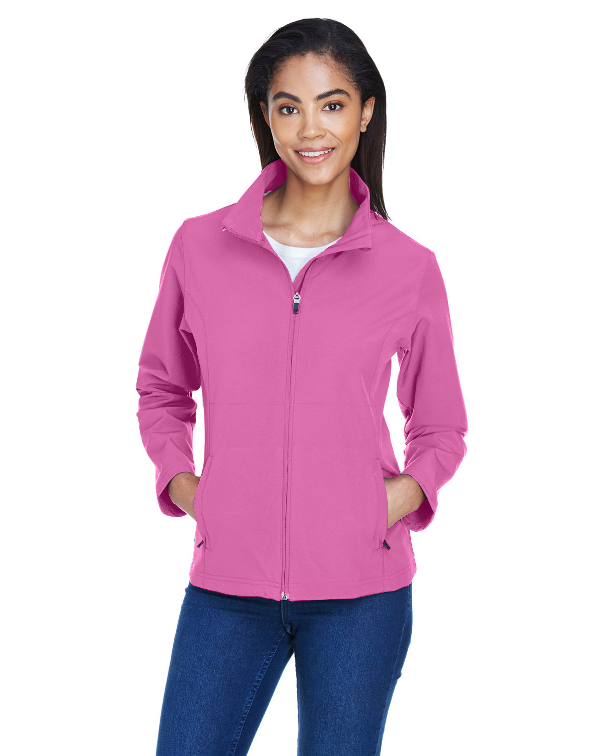 Team 365 Ladies' Leader Soft Shell Jacket SP CHARITY PINK 