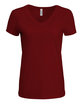Threadfast Ladies' Liquid Jersey V-Neck T-Shirt LIQUID CARDINAL OFFront