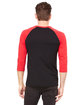 Bella + Canvas Unisex Three-Quarter Sleeve Baseball T-Shirt BLACK/ RED ModelBack