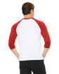Bella + Canvas Unisex Three-Quarter Sleeve Baseball T-Shirt WHITE/ RED ModelBack