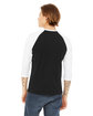Bella + Canvas Unisex Three-Quarter Sleeve Baseball T-Shirt BLACK/ WHITE ModelBack