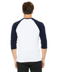 Bella + Canvas Unisex Three-Quarter Sleeve Baseball T-Shirt WHITE/ NAVY ModelBack