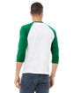 Bella + Canvas Unisex Three-Quarter Sleeve Baseball T-Shirt WHITE/ KELLY ModelBack