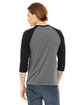 Bella + Canvas Unisex Three-Quarter Sleeve Baseball T-Shirt DEEP HTHR/ BLACK ModelBack