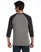 Bella + Canvas Unisex Three-Quarter Sleeve Baseball T-Shirt GRY/ CHR BLK TRB ModelBack