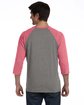Bella + Canvas Unisex Three-Quarter Sleeve Baseball T-Shirt GRY/ L RD TRBLND ModelBack