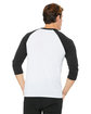 Bella + Canvas Unisex Three-Quarter Sleeve Baseball T-Shirt WHT FLK/ CHR TRB ModelBack