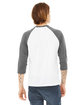 Bella + Canvas Unisex Three-Quarter Sleeve Baseball T-Shirt WHITE/ DEEP HTHR ModelBack