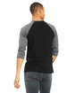 Bella + Canvas Unisex Three-Quarter Sleeve Baseball T-Shirt BLACK/ DEEP HTHR ModelBack