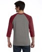 Bella + Canvas Unisex Three-Quarter Sleeve Baseball T-Shirt GRY/ MAROON TRB ModelBack