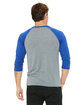 Bella + Canvas Unisex Three-Quarter Sleeve Baseball T-Shirt GRY/ T RY TRBLND ModelBack