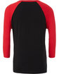 Bella + Canvas Unisex Three-Quarter Sleeve Baseball T-Shirt BLACK/ RED FlatBack