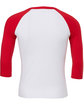 Bella + Canvas Unisex Three-Quarter Sleeve Baseball T-Shirt WHITE/ RED FlatBack