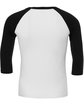 Bella + Canvas Unisex Three-Quarter Sleeve Baseball T-Shirt  FlatBack