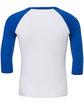 Bella + Canvas Unisex Three-Quarter Sleeve Baseball T-Shirt WHITE/ TR ROYAL FlatBack