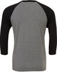 Bella + Canvas Unisex Three-Quarter Sleeve Baseball T-Shirt DEEP HTHR/ BLACK FlatBack