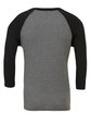 Bella + Canvas Unisex Three-Quarter Sleeve Baseball T-Shirt GRY/ CHR BLK TRB FlatBack
