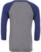 Bella + Canvas Unisex Three-Quarter Sleeve Baseball T-Shirt GREY/ NAVY TRB FlatBack