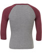Bella + Canvas Unisex Three-Quarter Sleeve Baseball T-Shirt GRY/ MAROON TRB FlatBack