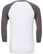 Bella + Canvas Unisex Three-Quarter Sleeve Baseball T-Shirt WHITE/ ASPHALT FlatBack