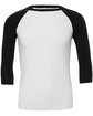 Bella + Canvas Unisex Three-Quarter Sleeve Baseball T-Shirt  FlatFront