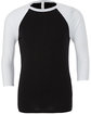 Bella + Canvas Unisex Three-Quarter Sleeve Baseball T-Shirt BLACK/ WHITE FlatFront