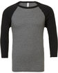 Bella + Canvas Unisex Three-Quarter Sleeve Baseball T-Shirt GRY/ CHR BLK TRB FlatFront