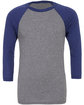 Bella + Canvas Unisex Three-Quarter Sleeve Baseball T-Shirt GREY/ NAVY TRB FlatFront