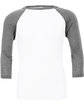 Bella + Canvas Unisex Three-Quarter Sleeve Baseball T-Shirt WHITE/ DEEP HTHR FlatFront