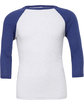 Bella + Canvas Unisex Three-Quarter Sleeve Baseball T-Shirt WHT FLK/ NVY TRB FlatFront
