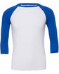 Bella + Canvas Unisex Three-Quarter Sleeve Baseball T-Shirt WHITE/ TR ROYAL OFFront
