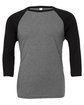 Bella + Canvas Unisex Three-Quarter Sleeve Baseball T-Shirt DEEP HTHR/ BLACK OFFront
