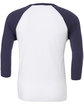 Bella + Canvas Unisex Three-Quarter Sleeve Baseball T-Shirt WHITE/ NAVY OFBack