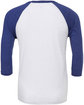 Bella + Canvas Unisex Three-Quarter Sleeve Baseball T-Shirt WHT FLK/ NVY TRB OFBack