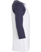 Bella + Canvas Unisex Three-Quarter Sleeve Baseball T-Shirt WHITE/ NAVY OFSide