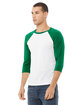 Bella + Canvas Unisex Three-Quarter Sleeve Baseball T-Shirt WHITE/ KELLY ModelQrt