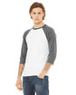 Bella + Canvas Unisex Three-Quarter Sleeve Baseball T-Shirt WHITE/ DEEP HTHR ModelQrt
