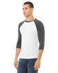 Bella + Canvas Unisex Three-Quarter Sleeve Baseball T-Shirt WHITE/ ASPHALT ModelQrt
